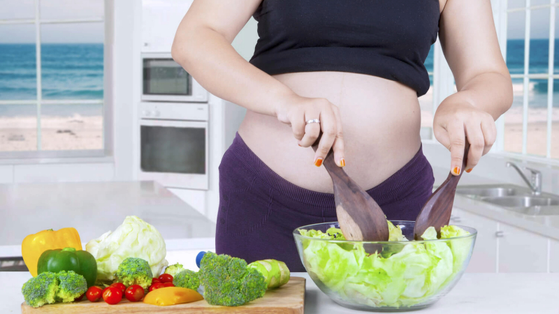 pregnant woman vegetable bowl