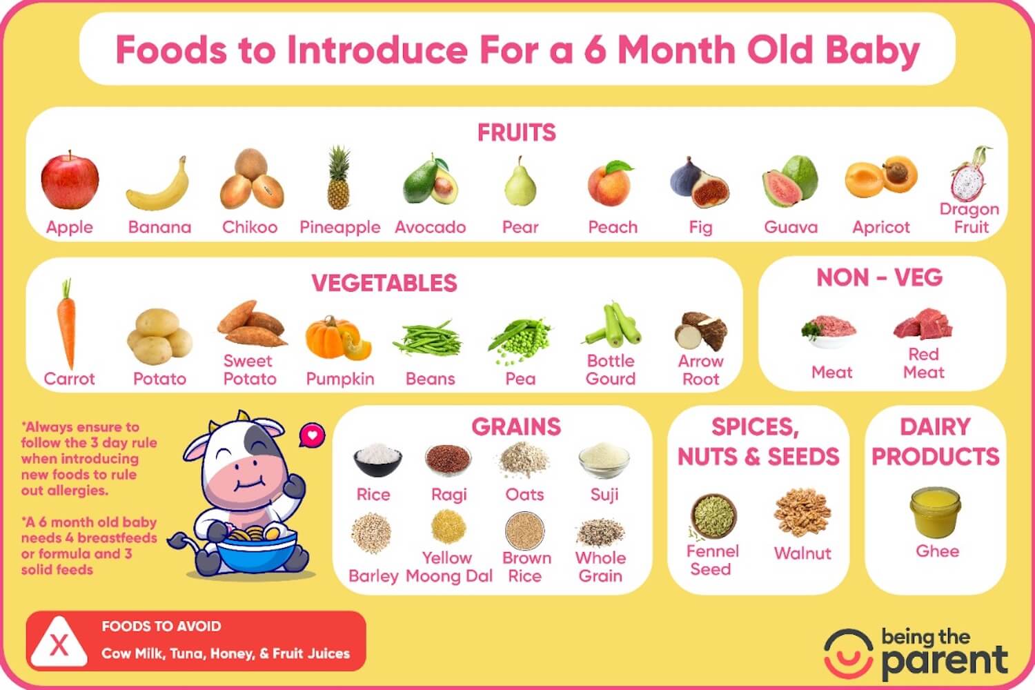 6 Month Baby Food What To Give What Not To Give And Sample Schedule Being The Parent